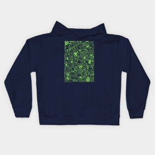 Halloween Doodle (green) Kids Hoodie